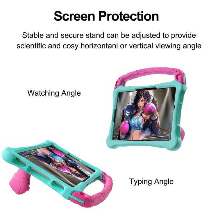 For Honor Pad X8a 11 inch Boxing Series Kickstand EVA Shockproof Tablet Case with Shoulder Strap(Mint Rose Red)