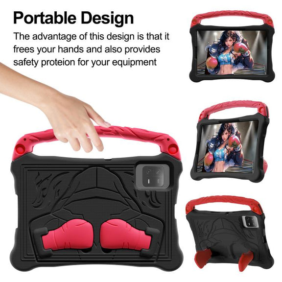 For Honor Pad X8a 11 inch Boxing Series Kickstand EVA Shockproof Tablet Case with Shoulder Strap(Black Red)
