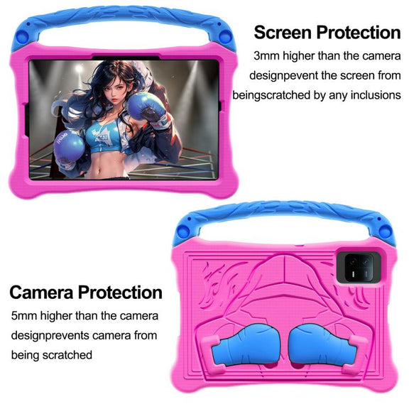 For Honor Pad X8a 11 inch Boxing Series Kickstand EVA Shockproof Tablet Case with Shoulder Strap(Rose Red Blue)