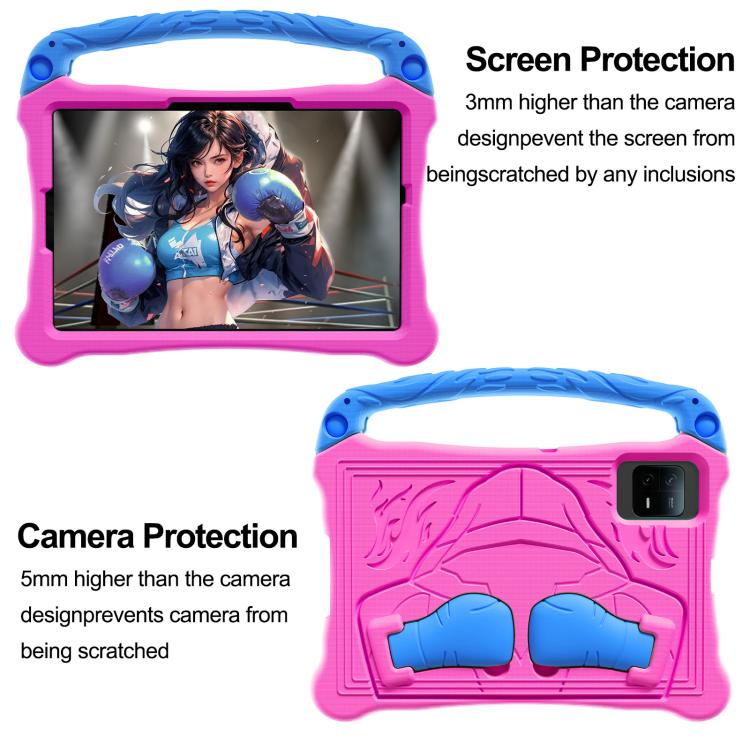 For Honor Pad X8a 11 inch Boxing Series Kickstand EVA Shockproof Tablet Case with Shoulder Strap(Rose Red Blue)
