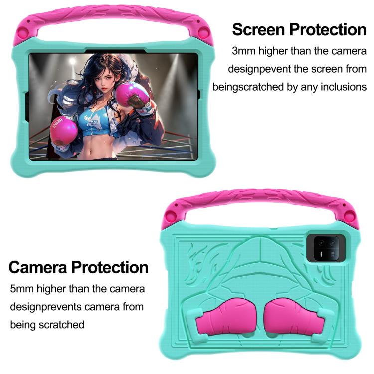 For Honor Tablet V7 11 inch Boxing Series Kickstand EVA Shockproof Tablet Case with Shoulder Strap(Mint Rose Red)