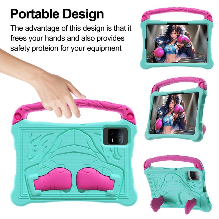 For Honor Tablet V7 11 inch Boxing Series Kickstand EVA Shockproof Tablet Case with Shoulder Strap(Mint Rose Red)