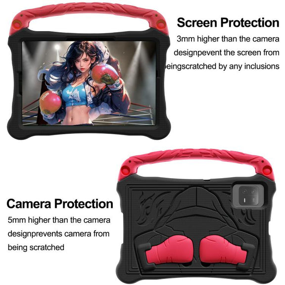 For Honor Tablet V7 11 inch Boxing Series Kickstand EVA Shockproof Tablet Case with Shoulder Strap(Black Red)