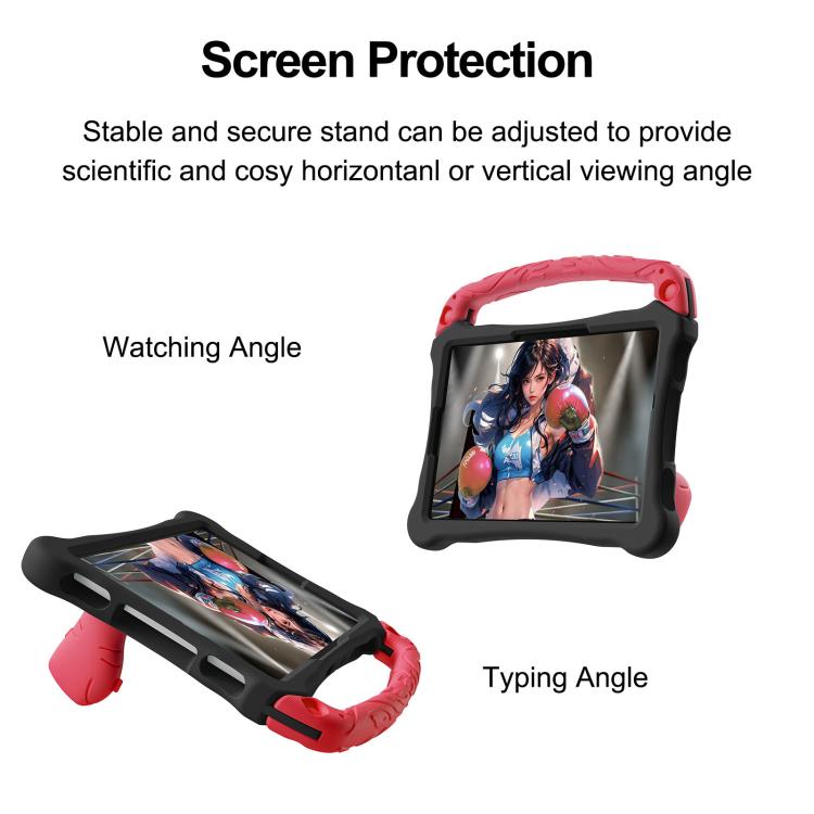 For Honor Tablet V7 11 inch Boxing Series Kickstand EVA Shockproof Tablet Case with Shoulder Strap(Black Red)
