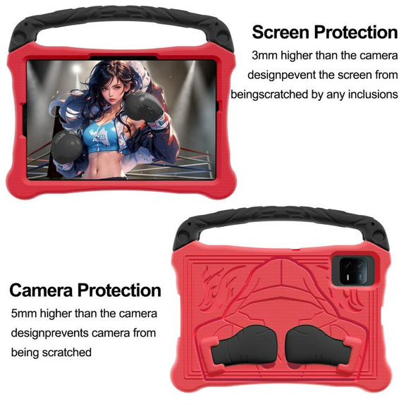For Honor Tablet V7 11 inch Boxing Series Kickstand EVA Shockproof Tablet Case with Shoulder Strap(Red Black)