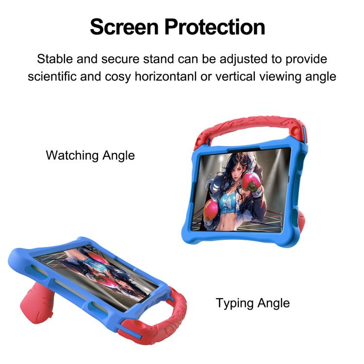 For Honor Tablet V7 11 inch Boxing Series Kickstand EVA Shockproof Tablet Case with Shoulder Strap(Blue Red)