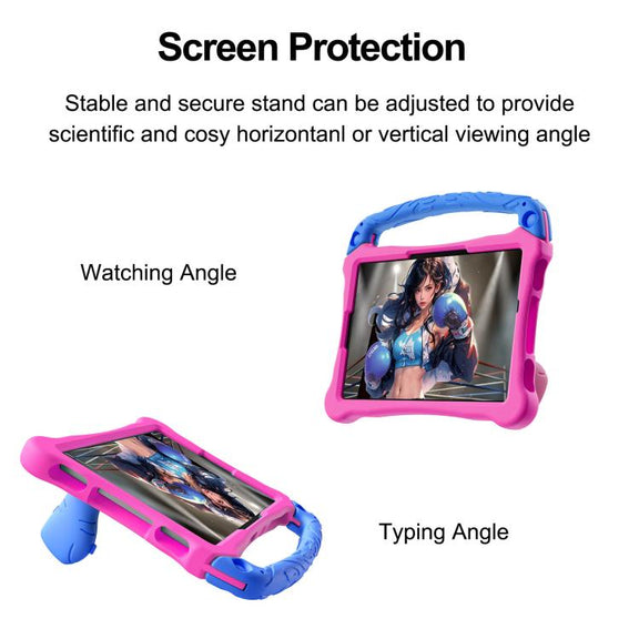 For Honor Tablet V7 11 inch Boxing Series Kickstand EVA Shockproof Tablet Case with Shoulder Strap(Rose Red Blue)