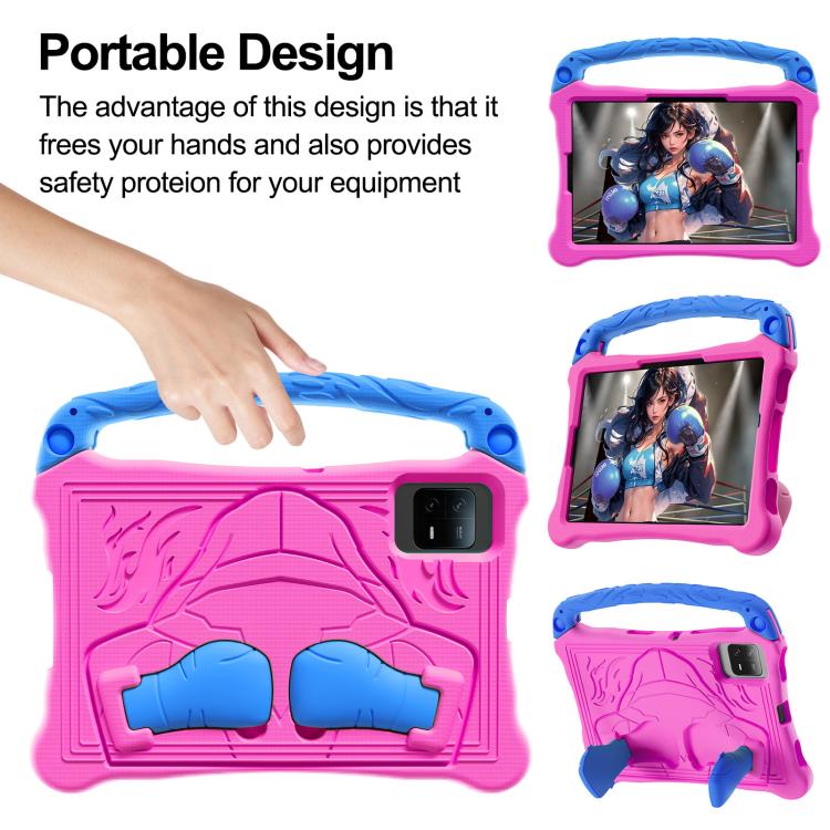 For Honor Tablet V7 11 inch Boxing Series Kickstand EVA Shockproof Tablet Case with Shoulder Strap(Rose Red Blue)