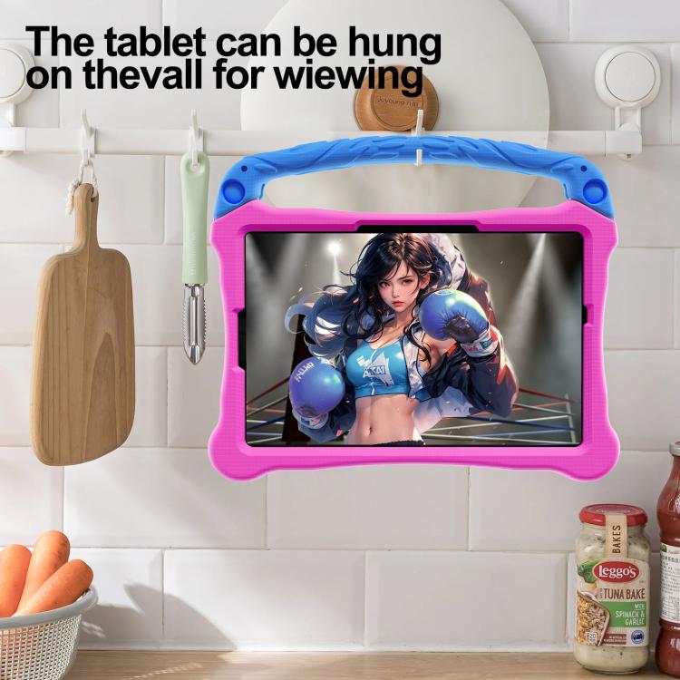For Honor Tablet V7 11 inch Boxing Series Kickstand EVA Shockproof Tablet Case with Shoulder Strap(Rose Red Blue)