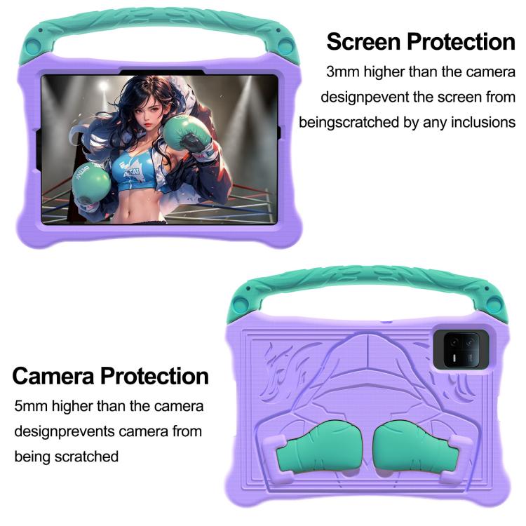 For Honor Tablet V7 11 inch Boxing Series Kickstand EVA Shockproof Tablet Case with Shoulder Strap(Purple Mint)