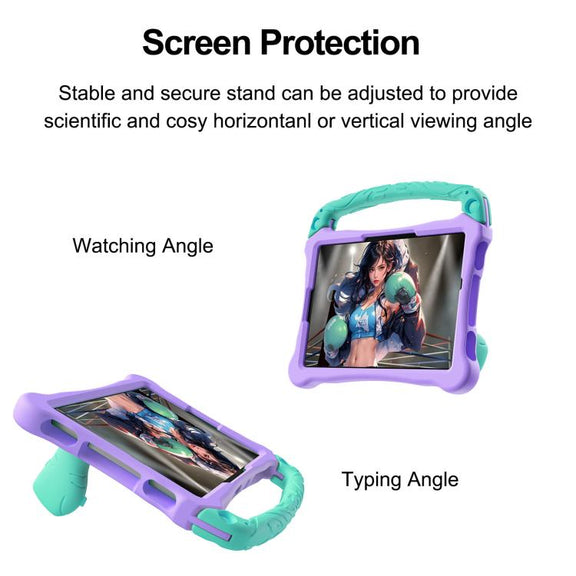 For Honor Tablet V7 11 inch Boxing Series Kickstand EVA Shockproof Tablet Case with Shoulder Strap(Purple Mint)
