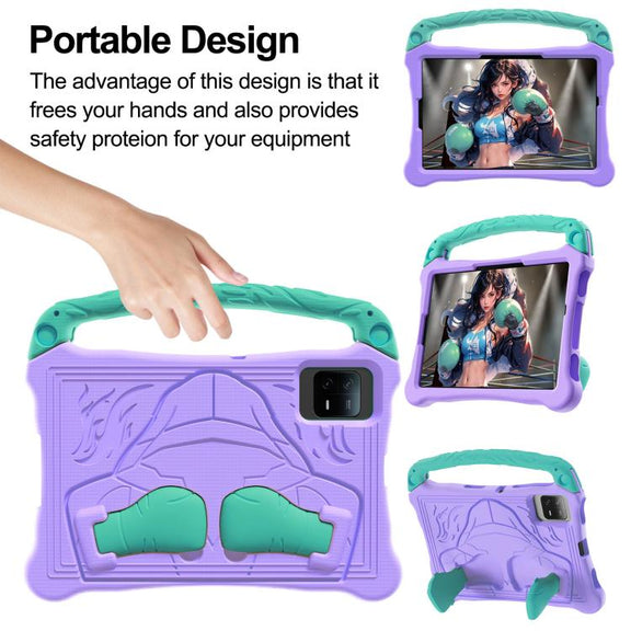 For Honor Tablet V7 11 inch Boxing Series Kickstand EVA Shockproof Tablet Case with Shoulder Strap(Purple Mint)
