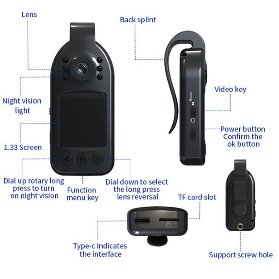 L09 1.33 inch Screen 1080P HD Outdoor Sports Camera Recorder(Black)