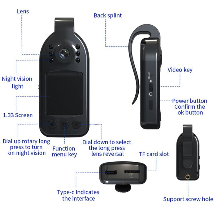 L09 1.33 inch Screen 1080P HD Outdoor Sports Camera Recorder(Black)