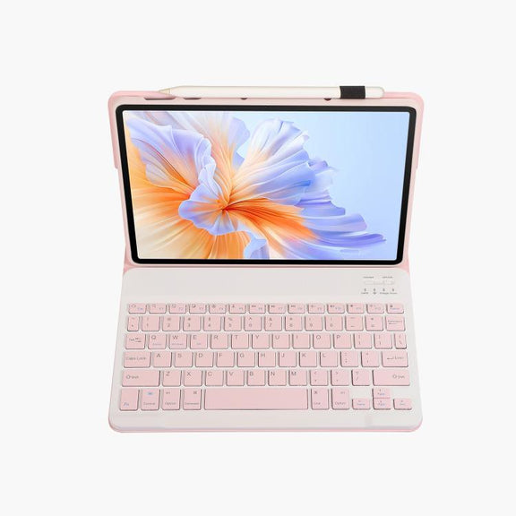For Honor Pad V9 AH27 Ultra-thin Detachable Bluetooth Keyboard Leather Tablet Case(Pink White)