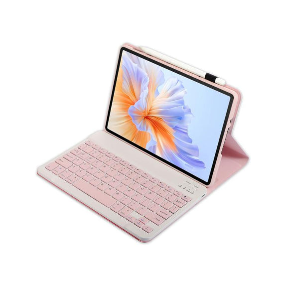 For Honor Pad V9 AH27 Ultra-thin Detachable Bluetooth Keyboard Leather Tablet Case(Pink White)