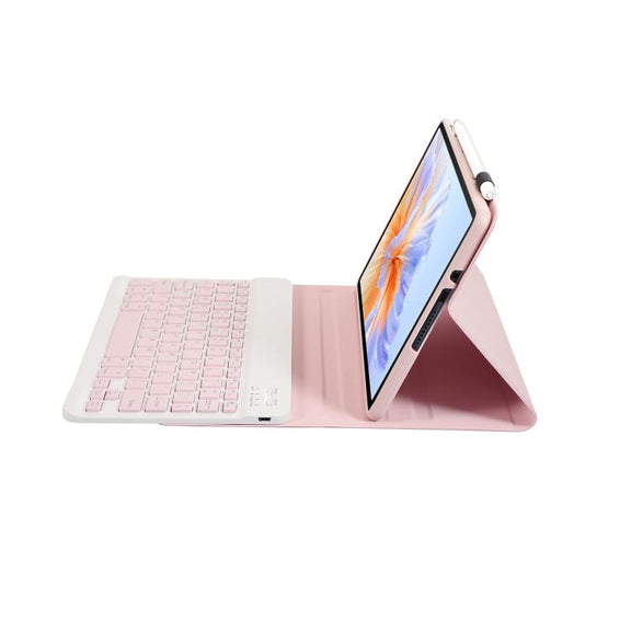 For Honor Pad V9 AH27 Ultra-thin Detachable Bluetooth Keyboard Leather Tablet Case(Pink White)