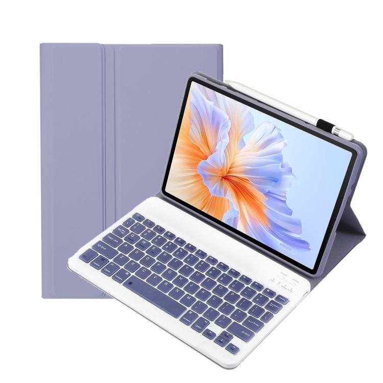 For Honor Pad V9 AH27 Ultra-thin Detachable Bluetooth Keyboard Leather Tablet Case(Lavender White)