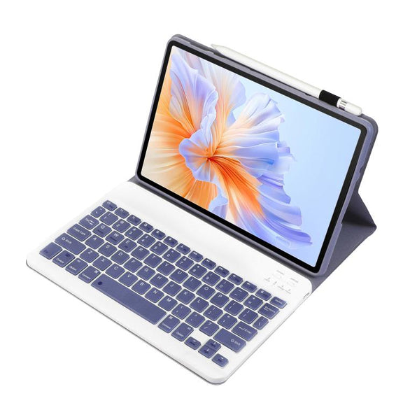 For Honor Pad V9 AH27 Ultra-thin Detachable Bluetooth Keyboard Leather Tablet Case(Lavender White)