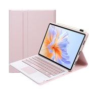 For Honor Pad V9 AH27-A Ultra-thin Detachable Bluetooth Keyboard Leather Tablet Case with Touchpad(Pink White)