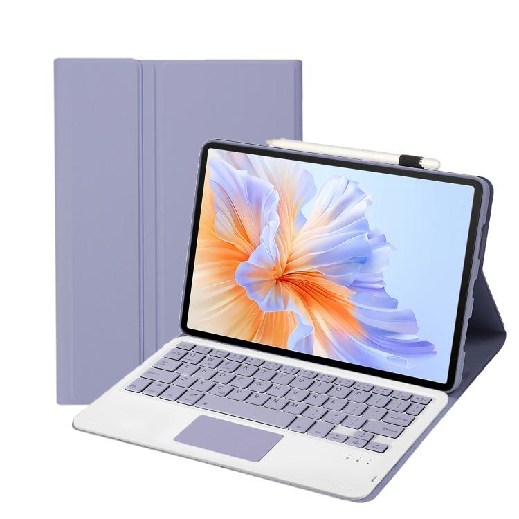 For Honor Pad V9 AH27-A Ultra-thin Detachable Bluetooth Keyboard Leather Tablet Case with Touchpad(Lavender White)