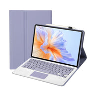 For Honor Pad V9 AH27-A Ultra-thin Detachable Bluetooth Keyboard Leather Tablet Case with Touchpad(Lavender White)
