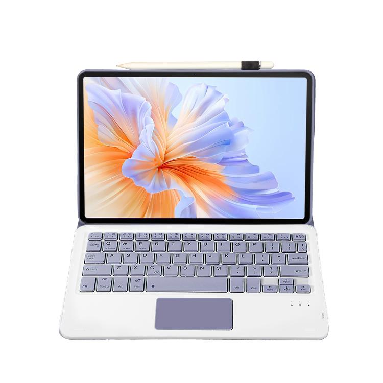 For Honor Pad V9 AH27-A Ultra-thin Detachable Bluetooth Keyboard Leather Tablet Case with Touchpad(Lavender White)