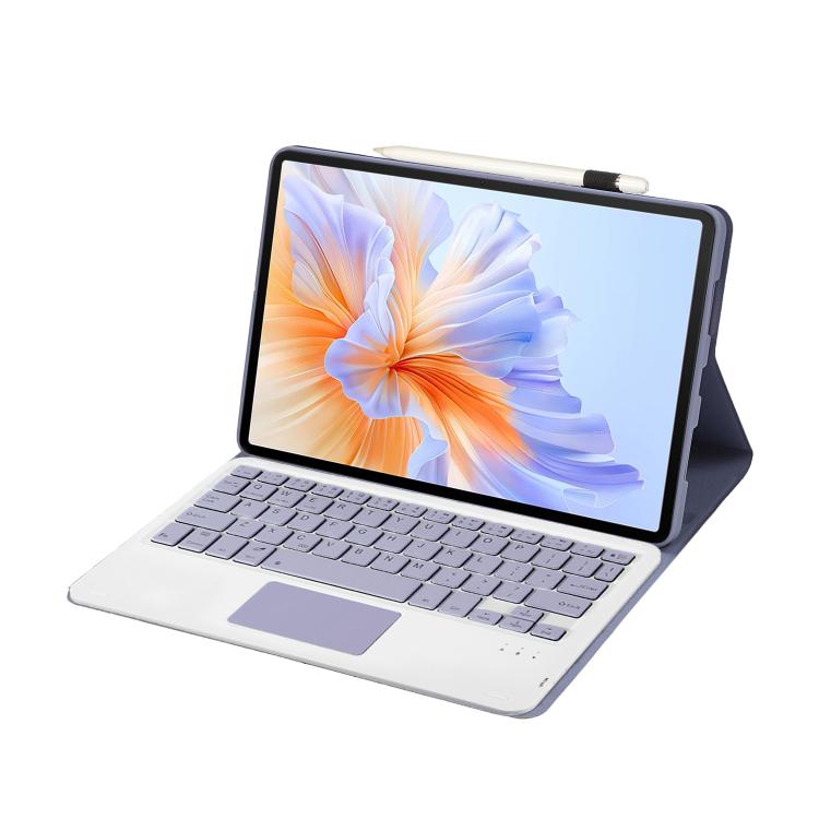 For Honor Pad V9 AH27-A Ultra-thin Detachable Bluetooth Keyboard Leather Tablet Case with Touchpad(Lavender White)