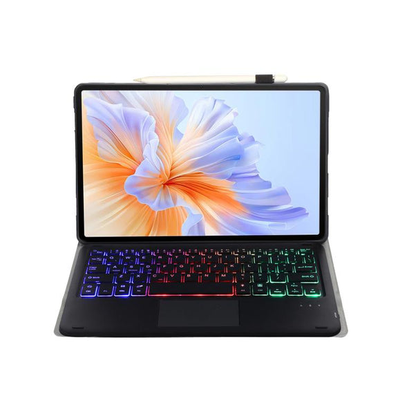 For Honor Pad V9 AH27-AS Ultra-thin Detachable Backlight Bluetooth Keyboard Leather Tablet Case with Touchpad(Black)
