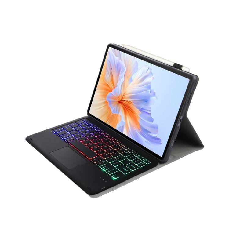 For Honor Pad V9 AH27-AS Ultra-thin Detachable Backlight Bluetooth Keyboard Leather Tablet Case with Touchpad(Black)