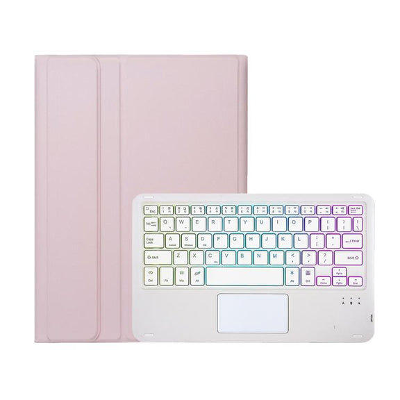 For Honor Pad V9 AH27-AS Ultra-thin Detachable Backlight Bluetooth Keyboard Leather Tablet Case with Touchpad(Pink White)