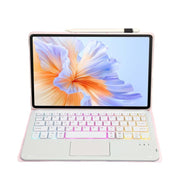 For Honor Pad V9 AH27-AS Ultra-thin Detachable Backlight Bluetooth Keyboard Leather Tablet Case with Touchpad(Pink White)