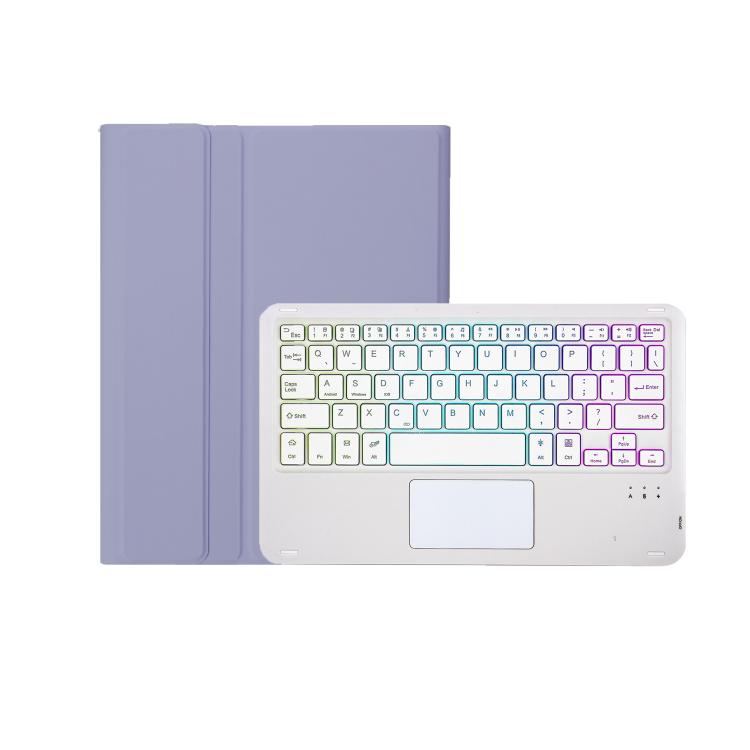 For Honor Pad V9 AH27-AS Ultra-thin Detachable Backlight Bluetooth Keyboard Leather Tablet Case with Touchpad(Lavender White)