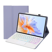 For Honor Pad V9 AH27-AS Ultra-thin Detachable Backlight Bluetooth Keyboard Leather Tablet Case with Touchpad(Lavender White)