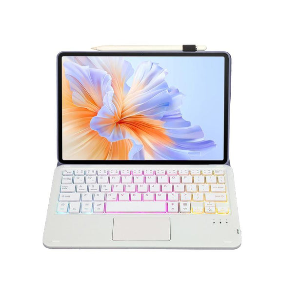 For Honor Pad V9 AH27-AS Ultra-thin Detachable Backlight Bluetooth Keyboard Leather Tablet Case with Touchpad(Lavender White)
