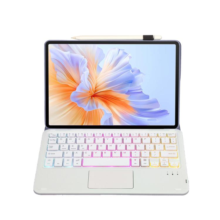 For Honor Pad V9 AH27-AS Ultra-thin Detachable Backlight Bluetooth Keyboard Leather Tablet Case with Touchpad(Lavender White)