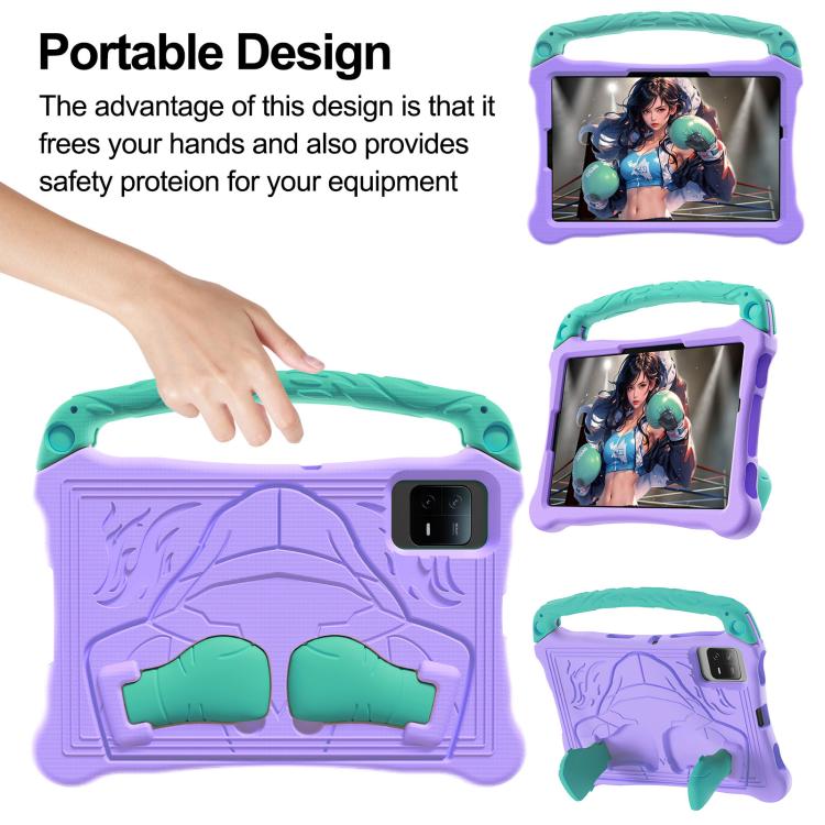 For For Lenovo Tab M11/ Xiaoxin Pad 11 2024 Boxing Series Kickstand EVA Shockproof Tablet Case with Shoulder Strap(Purple Mint)