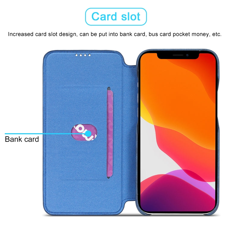 For iPhone 12 Pro Max LC.IMEEKE Hon Ancient Series Horizontal Flip Leather Case with Holder & Card Slot(Blue)