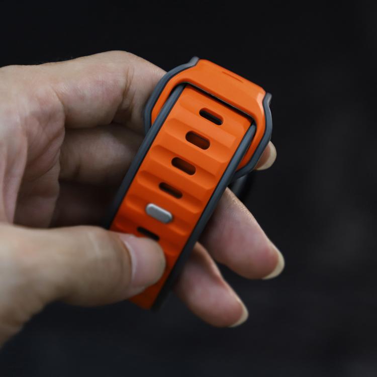 For Apple Watch 42mm / 41mm / 40mm / 38mm Norman Buckle Two-color Silicone Watch Band(Grey Orange)