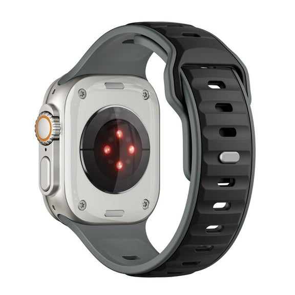 For Apple Watch 42mm / 41mm / 40mm / 38mm Norman Buckle Two-color Silicone Watch Band(Grey Black)