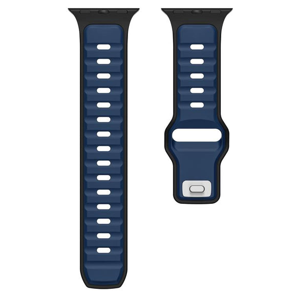 For Apple Watch 42mm / 41mm / 40mm / 38mm Norman Buckle Two-color Silicone Watch Band(Blue Black)