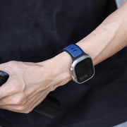 For Apple Watch 42mm / 41mm / 40mm / 38mm Norman Buckle Two-color Silicone Watch Band(Blue Black)