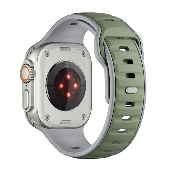 For Apple Watch 42mm / 41mm / 40mm / 38mm Norman Buckle Two-color Silicone Watch Band(Light Green Grey)