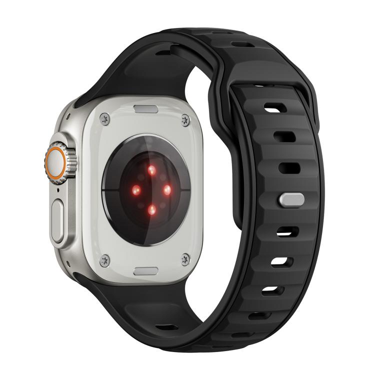 For Apple Watch 46mm / 49mm / 45mm / 44mm Norman Buckle Two-color Silicone Watch Band(Black)