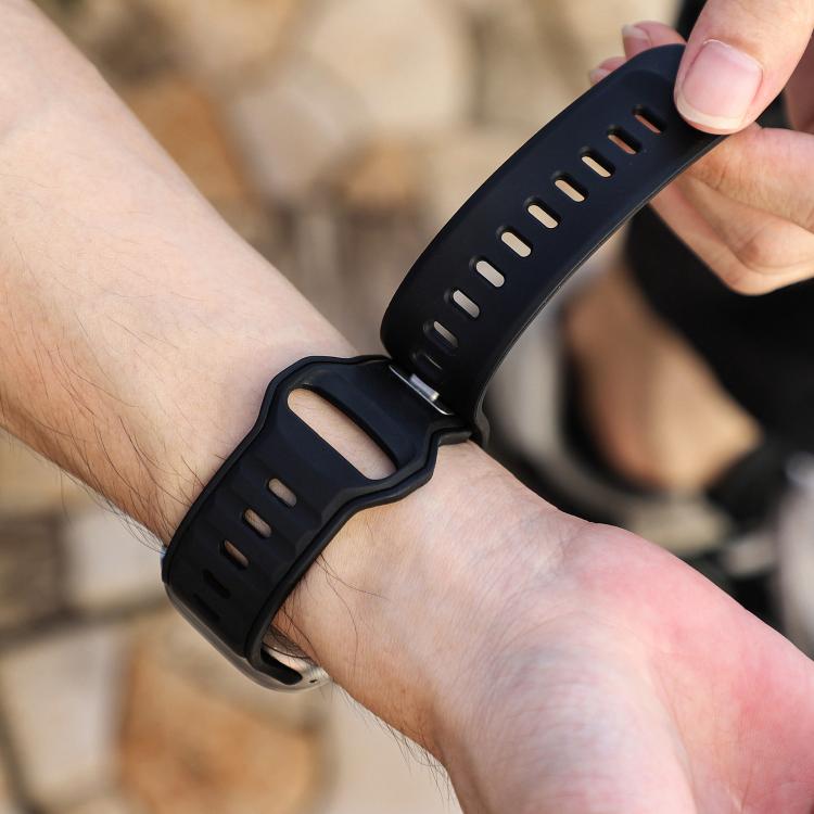 For Apple Watch 46mm / 49mm / 45mm / 44mm Norman Buckle Two-color Silicone Watch Band(Black)