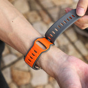 For Apple Watch 46mm / 49mm / 45mm / 44mm Norman Buckle Two-color Silicone Watch Band(Grey Orange)