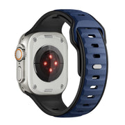 For Apple Watch 46mm / 49mm / 45mm / 44mm Norman Buckle Two-color Silicone Watch Band(Blue Black)