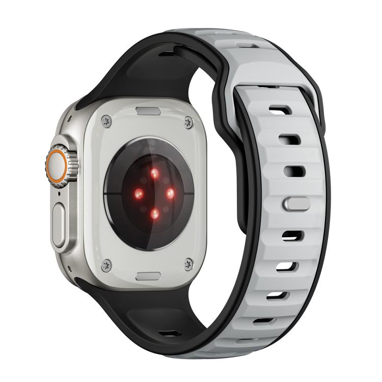 For Apple Watch 46mm / 49mm / 45mm / 44mm Norman Buckle Two-color Silicone Watch Band(Light Grey Black)