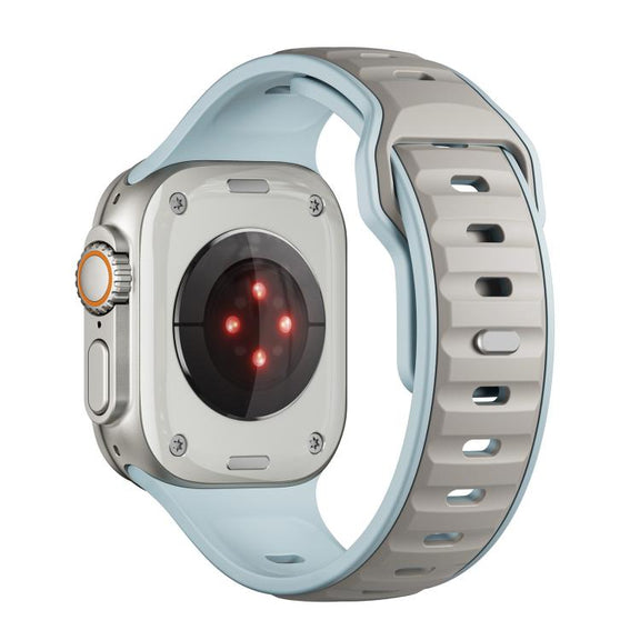 For Apple Watch 46mm / 49mm / 45mm / 44mm Norman Buckle Two-color Silicone Watch Band(Light Blue Coffee)