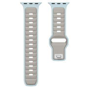 For Apple Watch 46mm / 49mm / 45mm / 44mm Norman Buckle Two-color Silicone Watch Band(Light Blue Coffee)